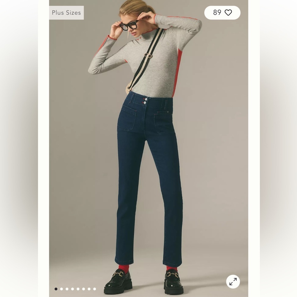 Anthropologie Junie High Rise Slim Leg Streetwear‎ Dark Blue Jeans